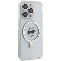 Karl Lagerfeld KLHMP15XHMRSCHH iPhone 15 Pro Max 6.7" balts ar statīvu Viedtālruņa apvalks Choupette Head MagSafe