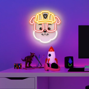 Piekarināms Paw Patrol LED neona gaismeklis uz organiskā stikla – Rubble OW-130446