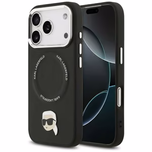 Karl Lagerfeld чехол для iPhone 17 Pro совместимый с MagSafe KLHMP17LPSMLRKLK (PU Karl Pin) чёрный
