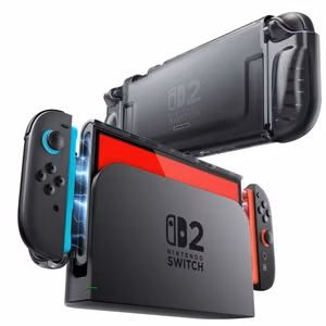 Supcase Crystal apvalks Nintendo Switch 2 - caurspīdīgi melns