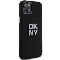 DKNY Šķidrs silikona metāla logotips viedtālruņa apvalks iPhone 15/14/13 - melns