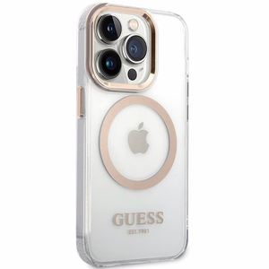 Guess metāla kontūra magnētiskais viedtālruņa apvalks iPhone 15 Pro - zelta