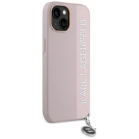 Karl Lagerfeld Saffiano Rhinestones & Charm viedtālruņa apvalks iPhone 15 / 14 / 13 - rozā