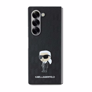 Karl Lagerfeld Saffiano Ikonik Pin viedtālruņa apvalks Samsung Galaxy Z Fold 6 - Melns