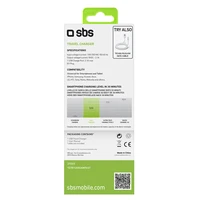 SBS TETR1USB2AWFAST 10W USB-A sienas lādētājs - balts