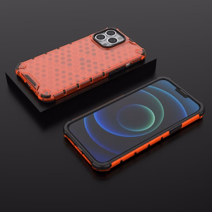 Honeycomb Case armor cover with TPU Bumper for iPhone 13 Pro Max red