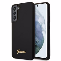 Guess GUHCS22MLSLMGBK S22+ S906 melns/melns hardcase Silicone Script Metal Logo
