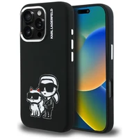 Karl Lagerfeld Silikona Karl&Choupette Sketch MagSafe Maciņš for iPhone 16 Pro - melns