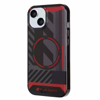 Audi IML Sport Magnētiskais viedtālruņa apvalks iPhone 15 / 14 Plus Plus 6.7" melns/melns cietais apvalks AU-IMLMIP15M-RSQ/D2-BK