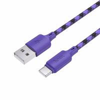 Kabelis USB A uz USB C Hoco 3A 1 m X116 gradienta violeta