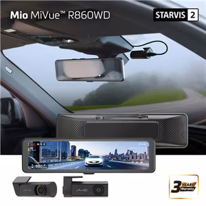 Mio MiVue R860WD, Dash Cam GPS Wi-Fi Front and rear cams synchronized for recording with an unobstructed view; 11.26" IPS anti-glare touchscreen; Upgrade to the STARVIS 2 technology for clear details; Integrated high speed Wi-Fi – Quick pairing