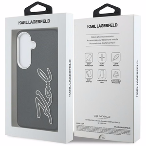 Karl Lagerfeld Grained Signature Metal Resin Logo maciņš Samsung Galaxy S26 melns