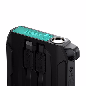 Powerbank Joyroom JR-L017 10000mAh, 22,5 W, ar Lightning + USB-C kabeli (melns)