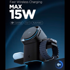 Spigen Essential EF223MS 3-in-1 QI2 bezvadu lādētājs – melns