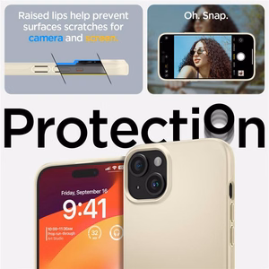 Spigen Thin Fit viedtālruņa apvalks iPhone 15 Plus - bēšs