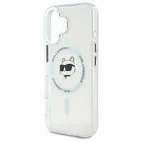 Karl Lagerfeld IML Metal Choupette Head magnētiskais viedtālruņa apvalks iPhone 16 Plus - balts