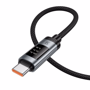 Data Cable with digital display USB A to USB C Hoco PD 6A 100W 1,2 m U148 black