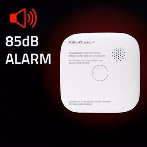 Qoltec 52579 Bezvadu dūmu detektors ar bateriju | Tuya | Wi-fi | sensora kalpošanas laiks 10 gadi | trauksme 85dB | LED