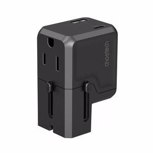 Choetech PD6038 USB-C USB-A PD 20W ceļojumu lādētājs USA EU UK AU - melns