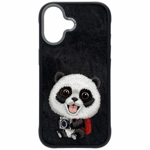 Nimmy Big Eyed Pet 2.0 pandas viedtālruņa apvalks iPhone 17 - melns