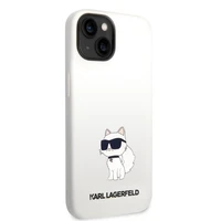 Karl Lagerfeld silikona Choupette viedtālruņa apvalks iPhone 14 Plus - balts