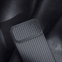 Nillkin Synthetic Fiber S viedtālruņa apvalks iPhone 14 Pro Max ar kameras vāciņu, melns