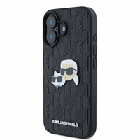 Karl Lagerfeld Monogram Karl & Choupette Head Pin viedtālruņa apvalks iPhone 16 Plus - melns