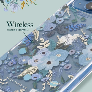Rifle Paper Co. Garden Party Blue vāciņš iPhone 14 Plus, zils ziedu raksts