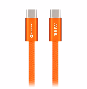 Kabelis USB C uz USB C Forcell F-Energy QC4.0 PD 5A 100W Cafule Flat 1,2 m CCFN23 oranžs