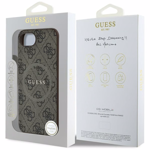 Guess 4G Ring Classic Logo Magnētiskais viedtālruņa apvalks iPhone 16e - brūns