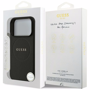 Guess Graudains Gredzens Magnētiskais viedtālruņa apvalks iPhone 17 Pro - melns