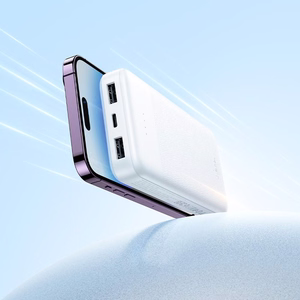 Portatīvais lādētājs Hoco 10000 mAh 2A ar četriem iebūvētiem kabeļiem USB A + USB C + Lightning + Micro USB J163 balts