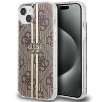 Guess IML 4G Gold Stripe viedtālruņa apvalks iPhone 15 Plus / 14 Plus - brūns