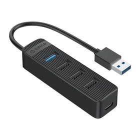 Orico TWU32-4A USB-A 3.1 hub / 1x USB-A 3.1 + 3x USB-A 2.0 + USB-C 5V/3A - melns