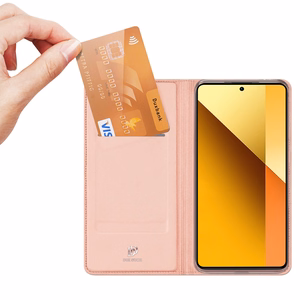 Dux Ducis Skin Pro apvalks ar atloku un kartes nodalījumu Xiaomi Redmi Note 13 5G - rozā