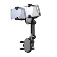 Automašīnas tālruņa turētājs atpakaļskata spogulim - melns