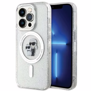Viedtālruņa apvalks Karl Lagerfeld Karl&Choupette Glitter Magnētiskais MagSafe iPhone 15 Pro - caurspīdīgs (m)