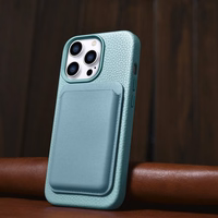 iCarer Litchi Premium ādas viedtālruņa apvalks iPhone 14 Pro Max Magnētiskais ādas apvalks ar MagSafe Zaļš (WMI14220712-GN)