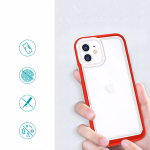  Skaidrs 3in1 vāciņš iPhone 12 ar sarkanā rāmis želejas pārklājums