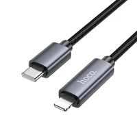 Kabelis USB C uz Lightning Hoco PD 27W ar ekrānu 1 m X112 melns