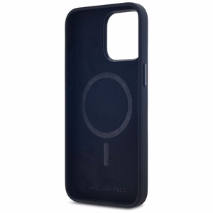 Karl Lagerfeld Silikona Shadow Metal Initial Magnētiskais viedtālruņa apvalks iPhone 15 Pro melns