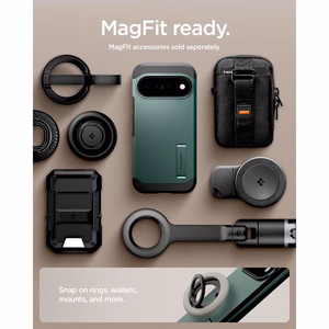 Spigen Tough Armor Mag MagSafe maciņš, paredzēts Google Pixel 11 Pro, tumši zaļš