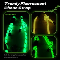 Rock universāla telefona siksniņa spīd tumsā gara, kakla siksniņa zila