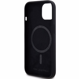 Karl Lagerfeld Silikona Choupette Head Magnētiskais viedtālruņa apvalks iPhone 15 Plus / 14 Plus – melns