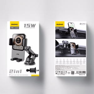 Dudao F19 skavas tipa automašīnas turētājs ar 15W indukcijas lādētāju - melns