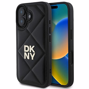 DKNY putuots Stack logotips apvalks iPhone 16 - melns