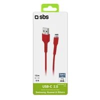 SBS TECABLEMICROC15R USB-A - USB-C kabelis 1.5 m - sarkans