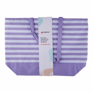 Alpina striped beach bag, 49.3 × 16 × 34 cm, purple and white