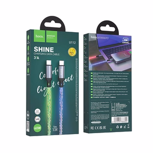 Кабель USB C to USB C Hoco 3A 60W LED 1 м U112 серый