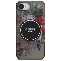 Guess IML Flowers magnētiskais viedtālruņa apvalks iPhone 16e - melns